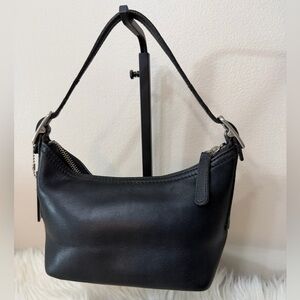 Vintage Coach Black Leather Shoulder Bag #9844